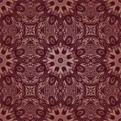 Vector mandala seamless pattern Circular pattern in form of mandala sacred geometry. Decorative ornament in ethnic oriental style. Coloring book page