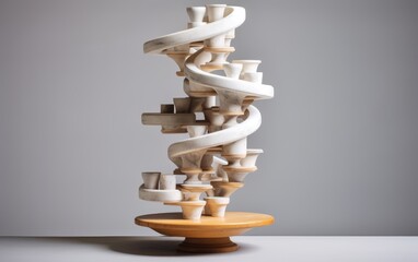 A pedestal that challenges the conventional ideas of stability, constantly shifting and adapting to its environment, pedestal. - obrazy, fototapety, plakaty