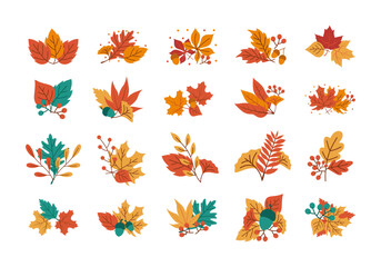 Autumn Leaves Illustration Element Set