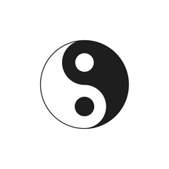 Y2k yin yang Asian culture symbol of harmony and balance monochrome line retro groovy icon vector