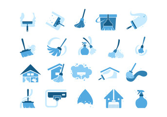 Cleaning Service Logo Icon Set - obrazy, fototapety, plakaty