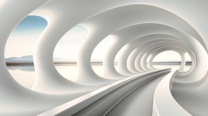 High-speed urban journey: An abstract representation of speed and motion in a modern urban tunnel, capturing the energy and dynamism of a fast-paced city life