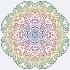 Circular pattern in form of mandala for Henna, Mehndi, tattoo, decoration. Outline doodle hand draw vector illustration.