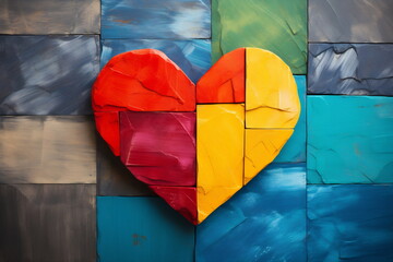 Vivid heart on wooden background