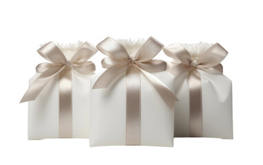 Elegant Wedding Gift Wrapping Isolated on Transparent Background PNG.