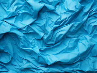 Blue color crumpled paper texture background - ai generative