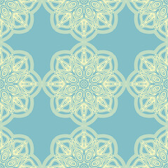 Seamless pattern, repeating lace texture for textile fabric print. Background with geometric and floral elements. Vector
