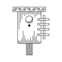 Birdhouse on a white isolated background. Simple outline illustration. It can be used for decoration of textile, paper and other surfaces.