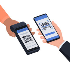 QR code payment: customer scanning a QR code