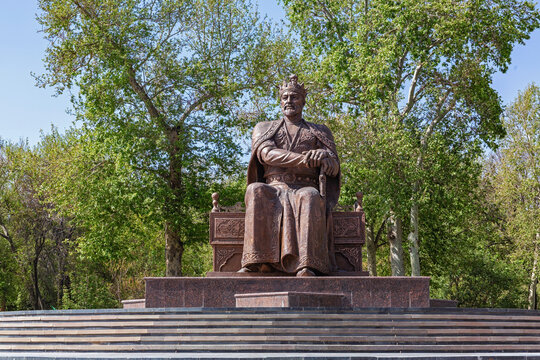 Tamerlane (Amir Timur) monument. April 25, 2023. Samarkand city, Uzbekistan