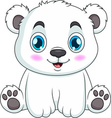 Cartoon illustration of a cute polar bear smiling