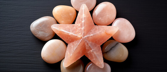 Stone in the shape of a star, surrounded by pebbles