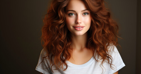 Fototapeta premium beautiful girl with long red curly hair