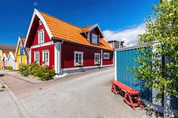 Foto op Aluminium Scandinavian style houses in colored wood in Karlskrona Sweden © Photocreo Bednarek