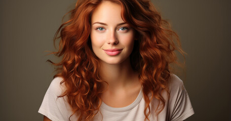 Fototapeta premium beautiful girl with long red curly hair