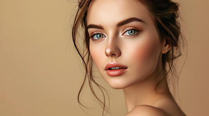 Beautiful young woman portrait. Skin care concept