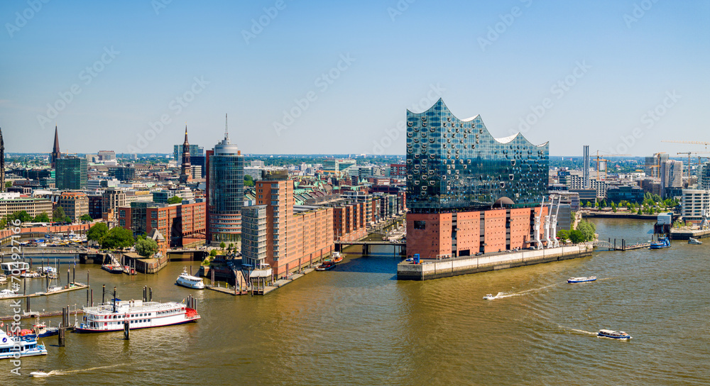 Sticker Hamburg Skyline during summer