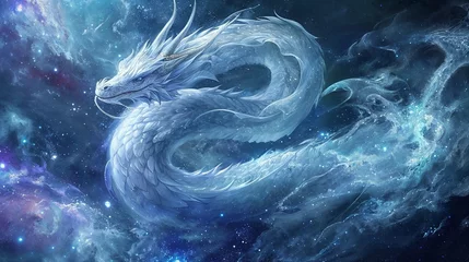 Foto op Canvas Galactic White dragon generated by AI © sowaca