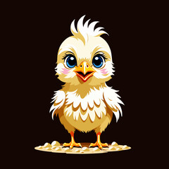 Baby chick, funny cartoon illustration