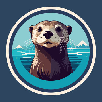 Vector illustration of a cute otter for logo design
