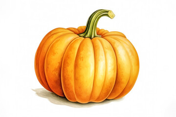 Pumpkin 3D close up cutout minimal isolated on white background. Vivid grocery Illustration for kid, sale, package. Ultra realistic pumpkin, icon, detailed. Product advertising