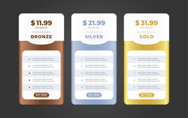 Vector modern pricing table design template