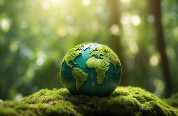 green earth glope in the forest, Earth Day, environment