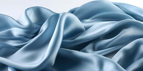 Blue silk with beautiful folds. Background with beautiful fabric. Edited AI illustration.	
