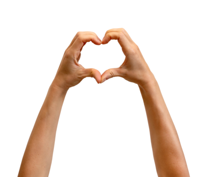 Isolated hand heart gesture. Females fingers gesturing heart.