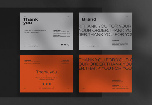 Orange and Grey Thank You Cards