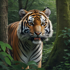 Obraz premium A tiger roaming in the forest