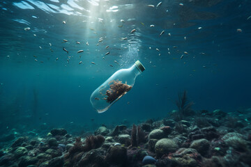 Naklejka premium Plastic Intruder in the Marine Ecosystem