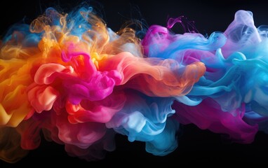 The essence of a rainbow exploding into delicate tendrils of colorful smoke. - obrazy, fototapety, plakaty