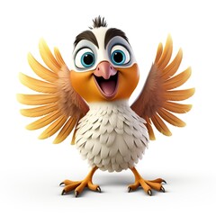 3D cartoon illustration, a cute multicolored bird