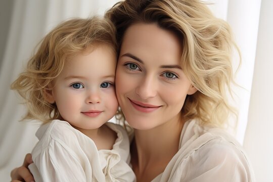 Pretty woman holding a newborn Baby in her arms. Image for advertising, Banner, Magazines