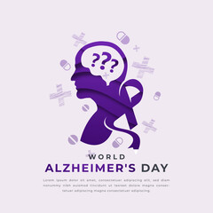 World Alzheimer's Day Paper cut style Vector Design Illustration for Background, Poster, Banner, Advertising, Greeting Card