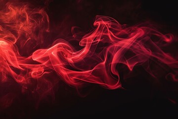abstract red smoke on black background - obrazy, fototapety, plakaty