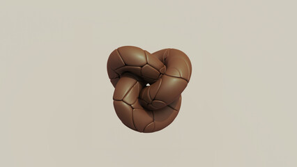 Chocolate torus knot fragments brown soft rounded dark cocoa block gourmet 3d illustration render digital rendering
