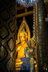 Beautiful Golden Buddha statues of the statue of ancient thai art style at Wat Phra Si Rattana Mahathat to as Wat Yai is a Buddhist temple It is a major tourist Phitsanulok,Thailand.