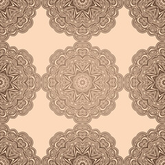 Seamless pattern with gradiently mandala. for textile, fabric, wallpaper, wrapping, gift wrap, paper, packaging. Vector