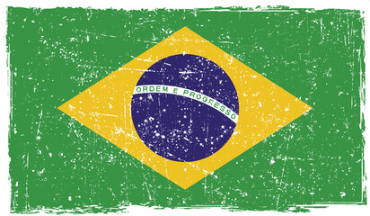 Brazil country flag painted on Wood Texture PNG Style