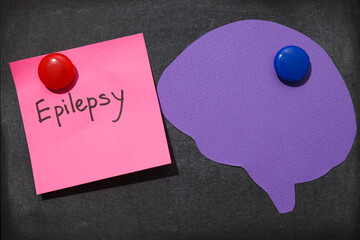 Epilepsy day concept, paper mockup human brain