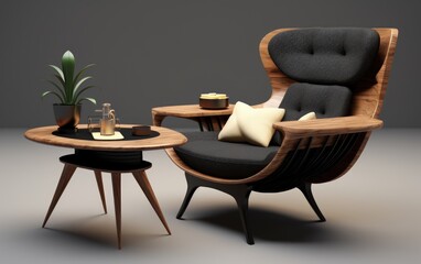 Contemporary Cozy Chair with Table.