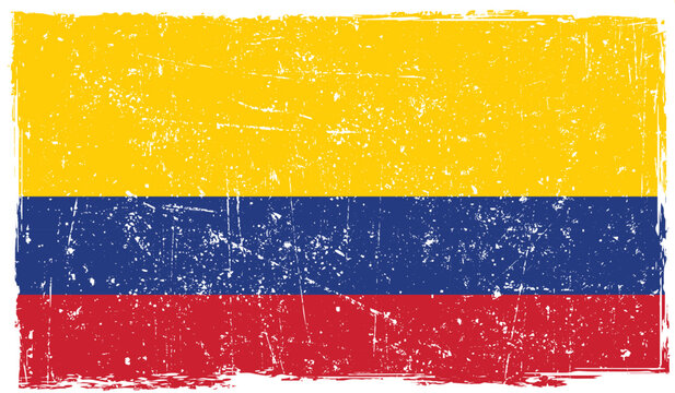 Colombian country flag painted on wooden Background PNG