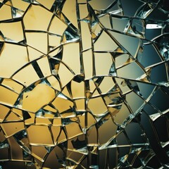  a close up of a mirror with a lot of broken pieces of glass on the bottom and bottom of it.