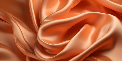 Orange silk with beautiful folds. Background with beautiful fabric. Edited AI illustration.