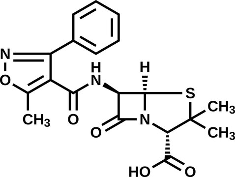 Oxacillin structural formula, vector illustration