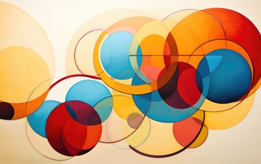 A vibrant composition using intersecting circles of various sizes and colors.