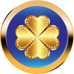 Four leaf clover on the blue button