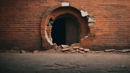 hole in brick wall background texture